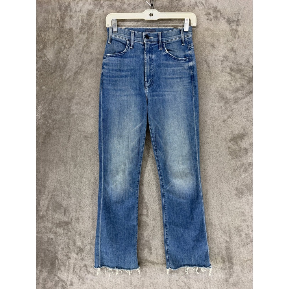Mother Jeans Women 26 The Hustler Ankle Fray Sorry I'm Staring Blue EUC